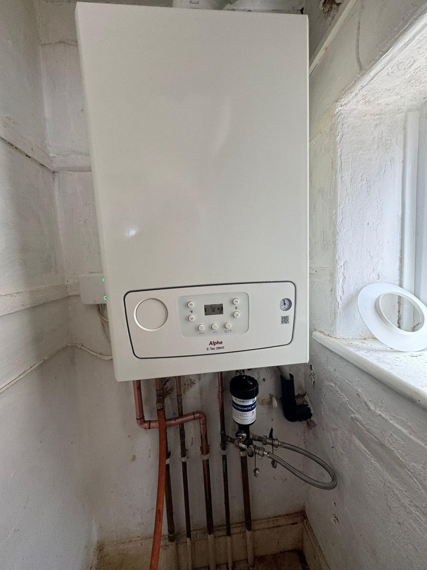 Alpha E-Tec boiler with magnetic filter installed