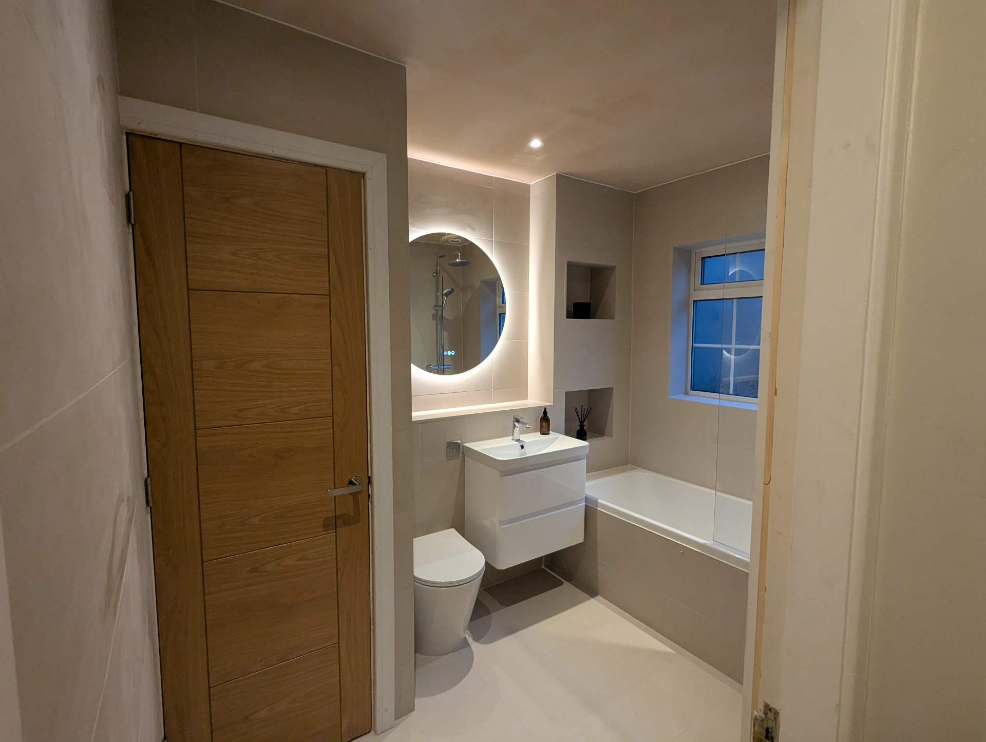 Bathroom with LED mirror lighting